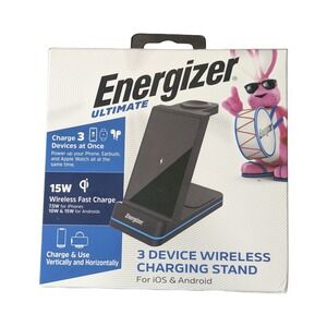 C6U‎ Energizer Ultimate 3-Device Wireless Charging Stand 15W Qi Used Tested
